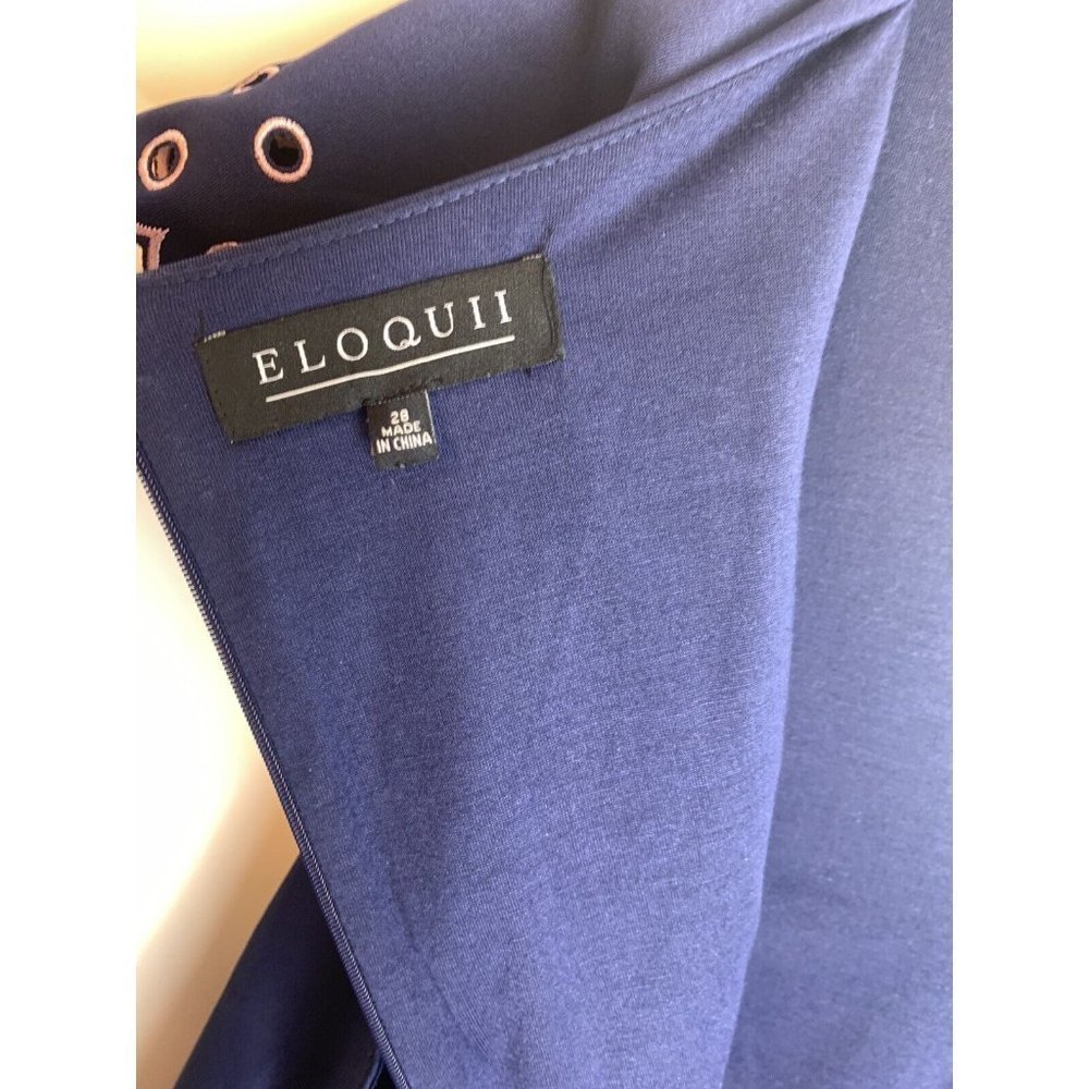 ELOQUII new RUFFLE SLEEVE LASER CUT DRESS SZ 28 NWT blue/pink - Picture 7 of 10